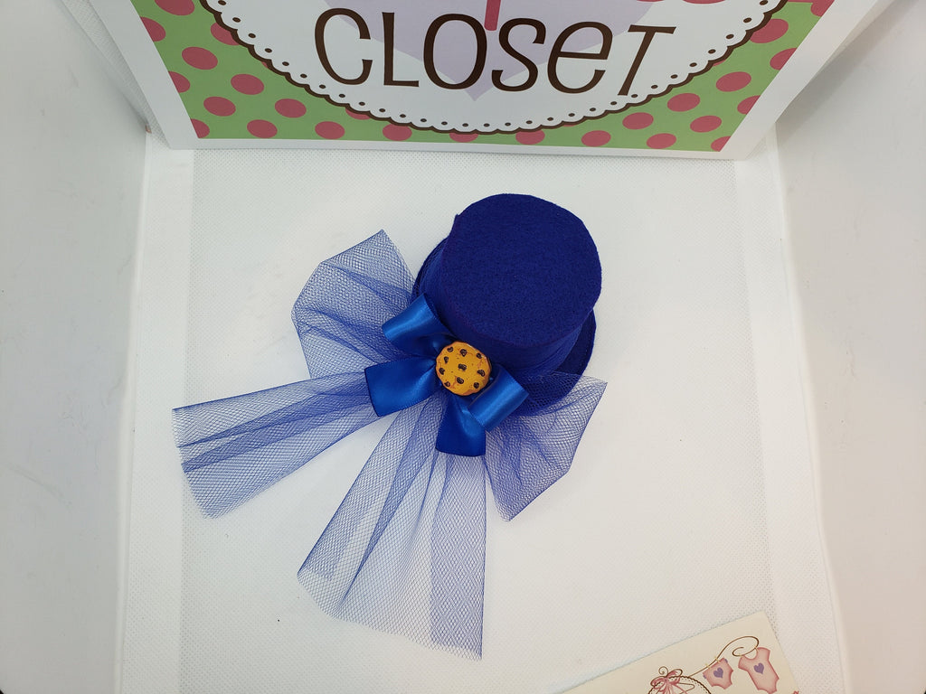 Royal Blue Mini Top Hat – Cookie Center Derby Style Fascinator for Women, Adults & Kids