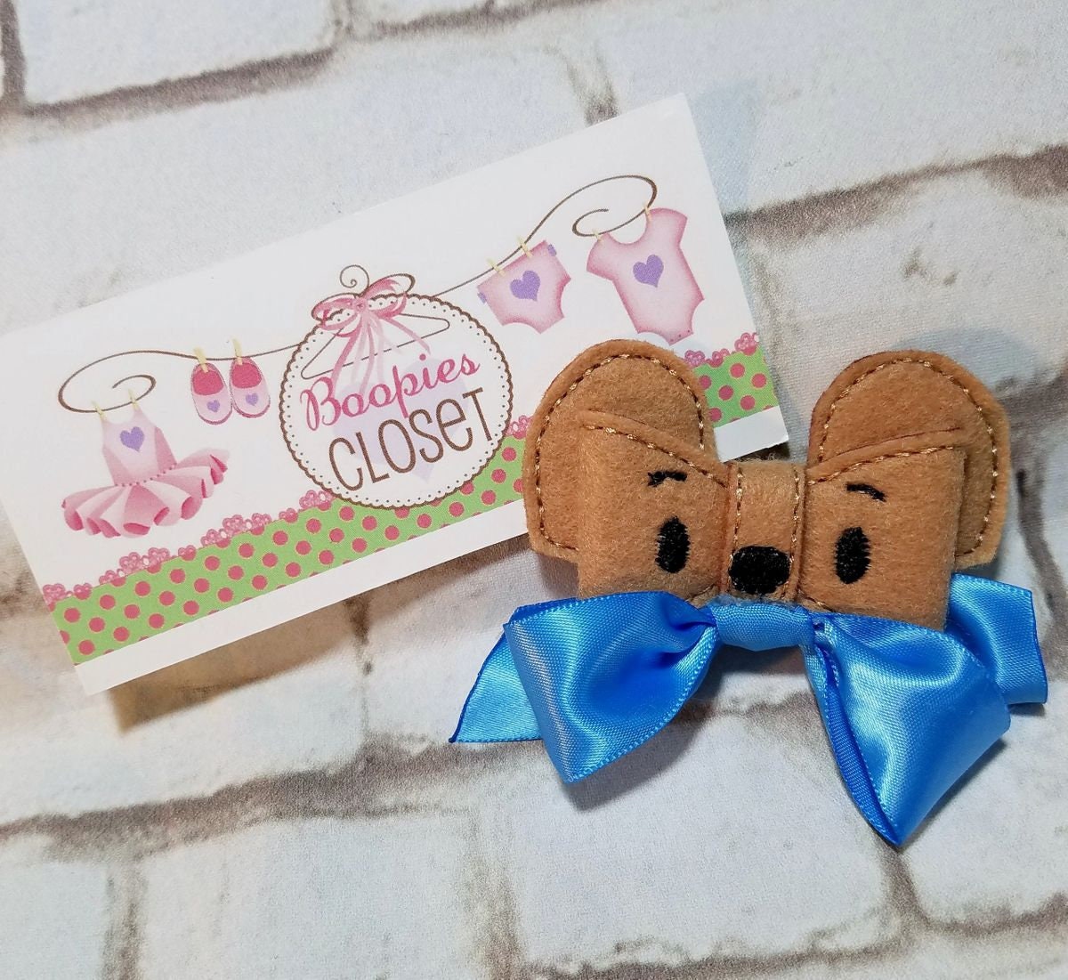 Park Bear 3D Felt Bow – National Park Inspired Barrette or Headband for Kids & Pets
