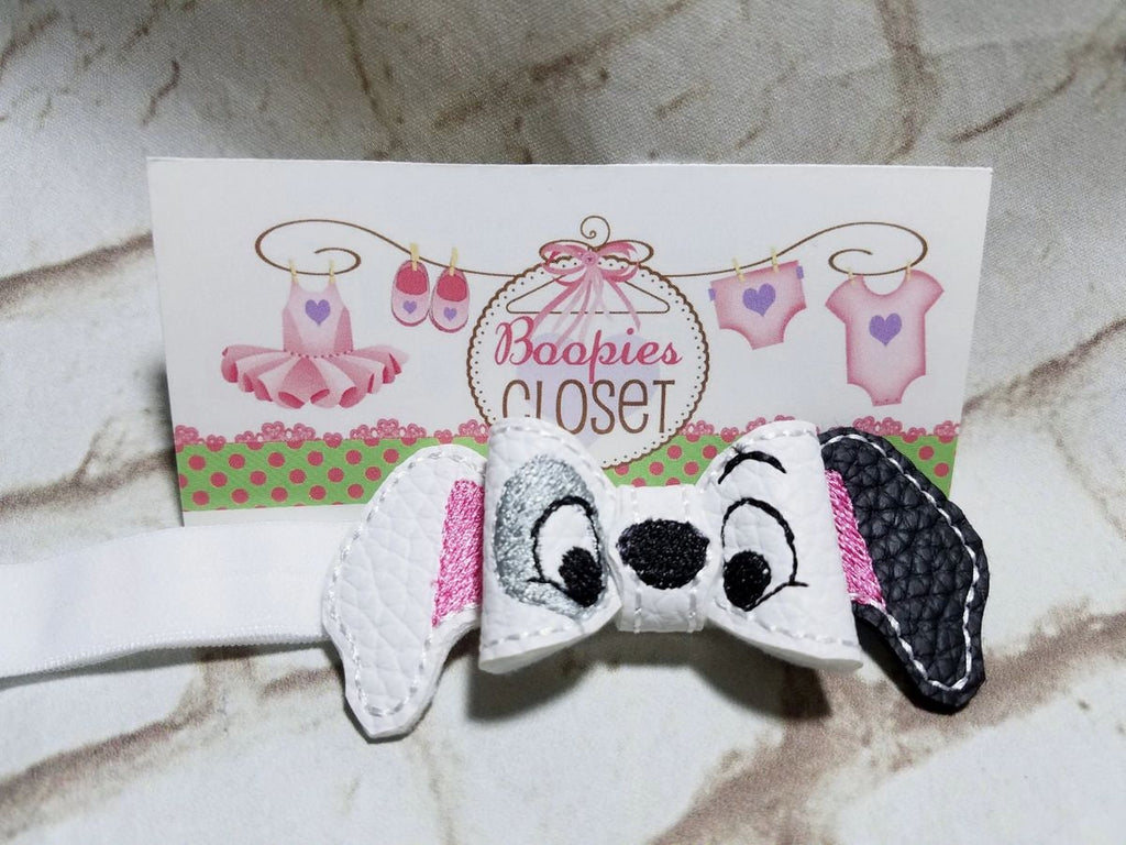 Dalmatian Puppy 3D Embroidered Felt Bow – Dog Hair Accessory Barrette or Headband for Kids & Pets