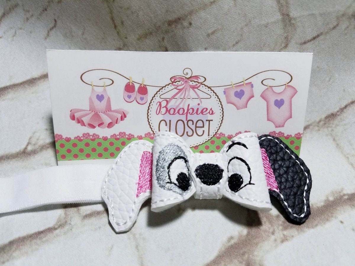 Dalmatian Puppy 3D Embroidered Felt Bow – Dog Hair Accessory Barrette or Headband for Kids & Pets