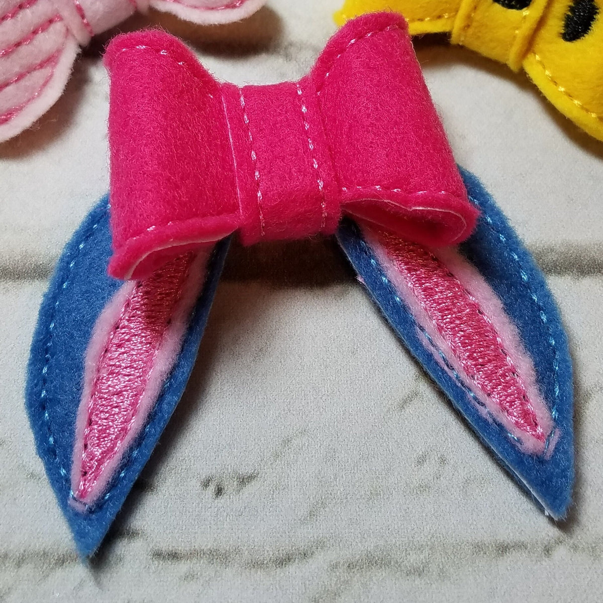 Donkey Ears 3D Embroidered Felt Bow – Funny Costume Barrette or Headband for Kids & Pets