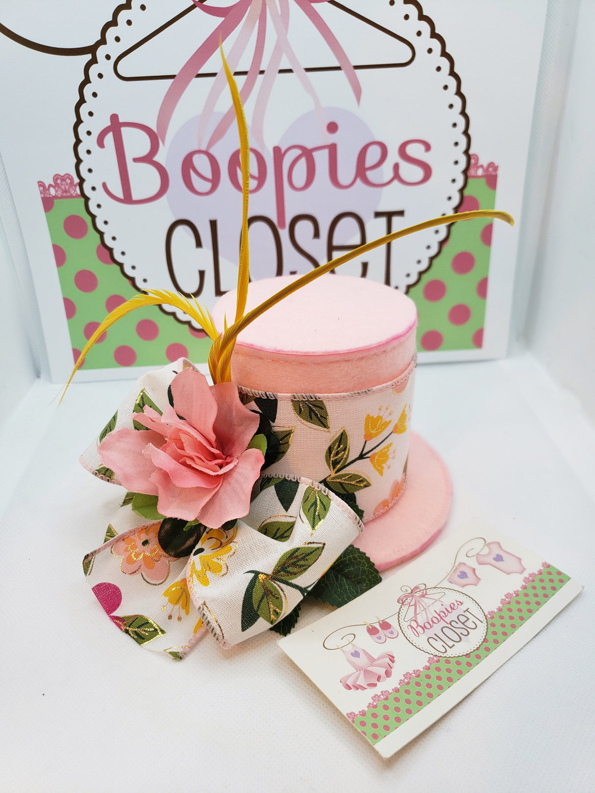 Pink Floral Spring Mini Top Hat – Flower Derby Fascinator for Women & Girls, Garden Party Hat