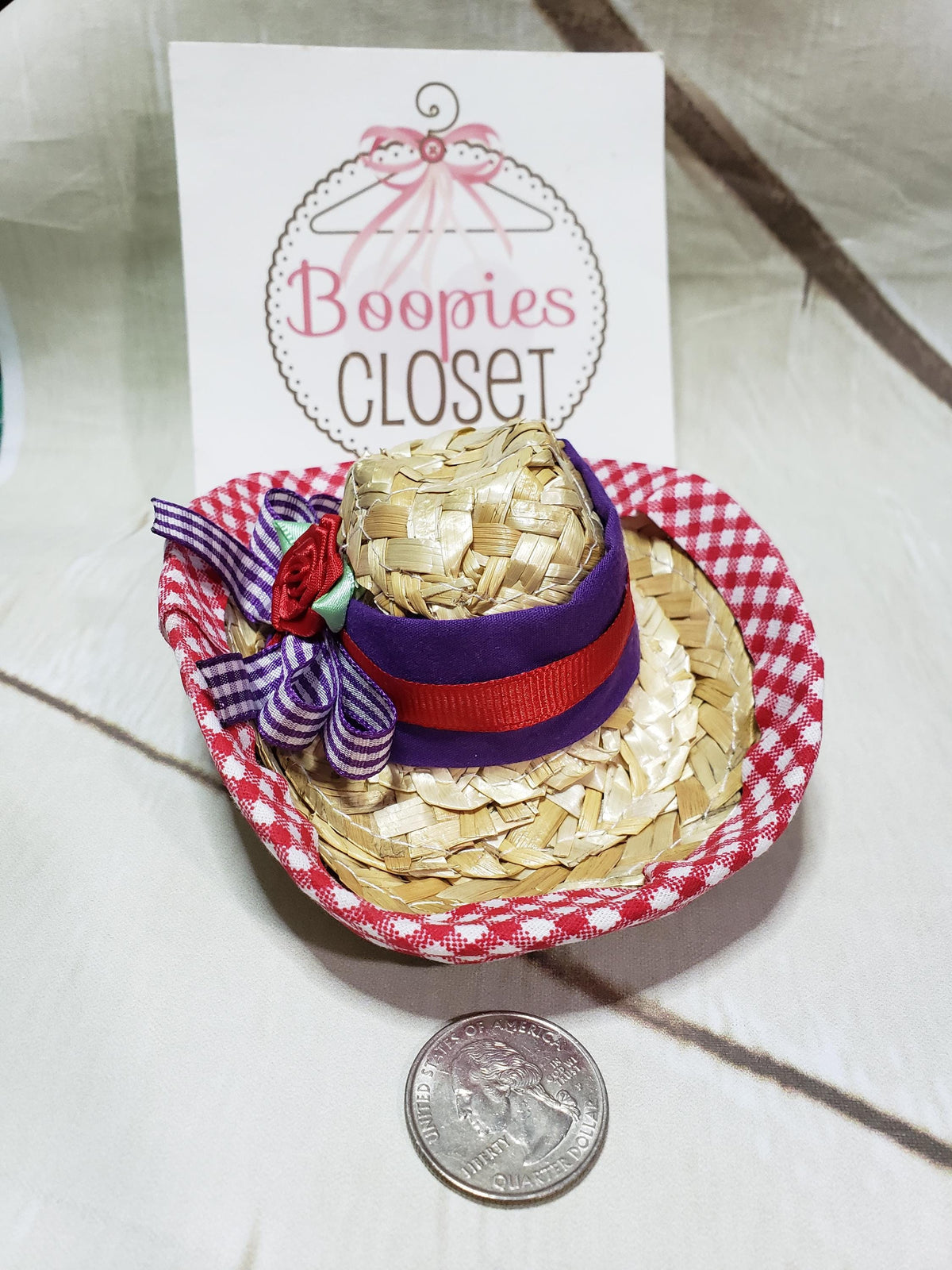 Straw Mini Cowboy Hat – Red Hat Society Western Costume Hat for Women, Cowgirl Headpiece