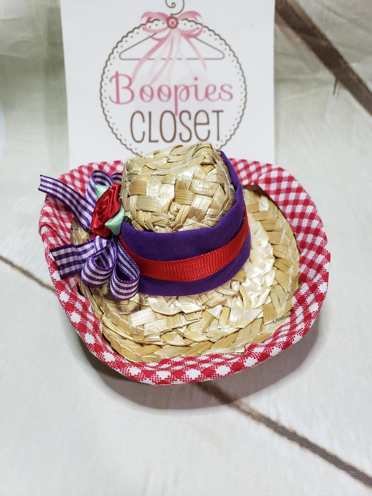 Straw Mini Cowboy Hat – Red Hat Society Western Costume Hat for Women, Cowgirl Headpiece