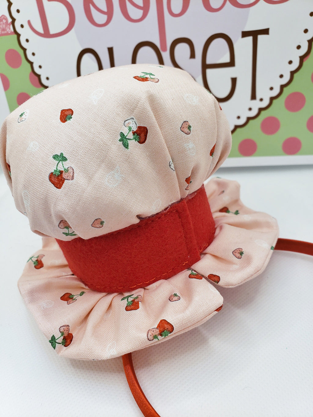 Strawberry Mini Bonnet Hat – Muffin Shaped Food Costume Fascinator, Novelty Party Headpiece