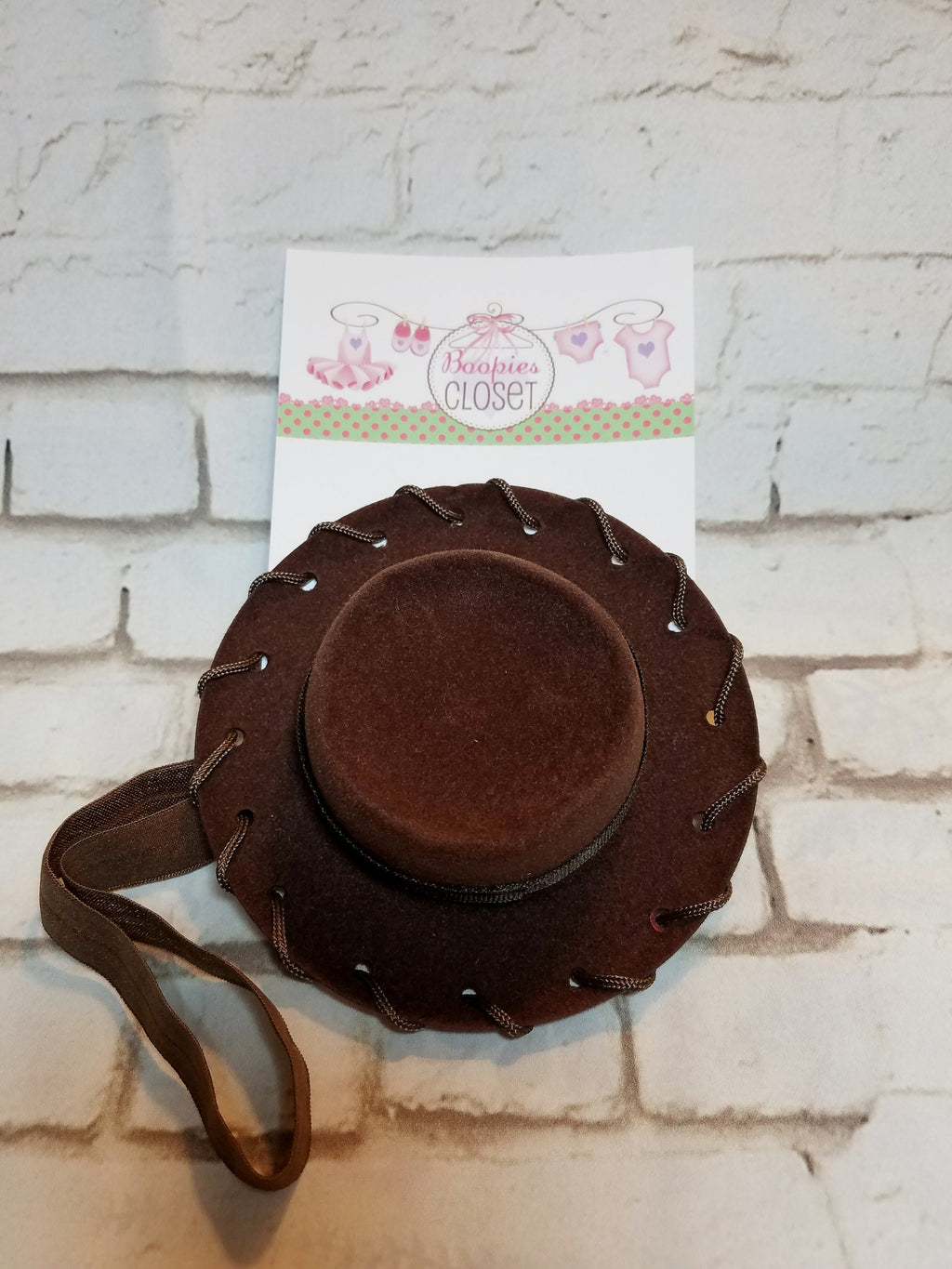 Brown Flat Top Mini Cowboy Hat Headband – Round Western Hat for Adults, Kids & Pets