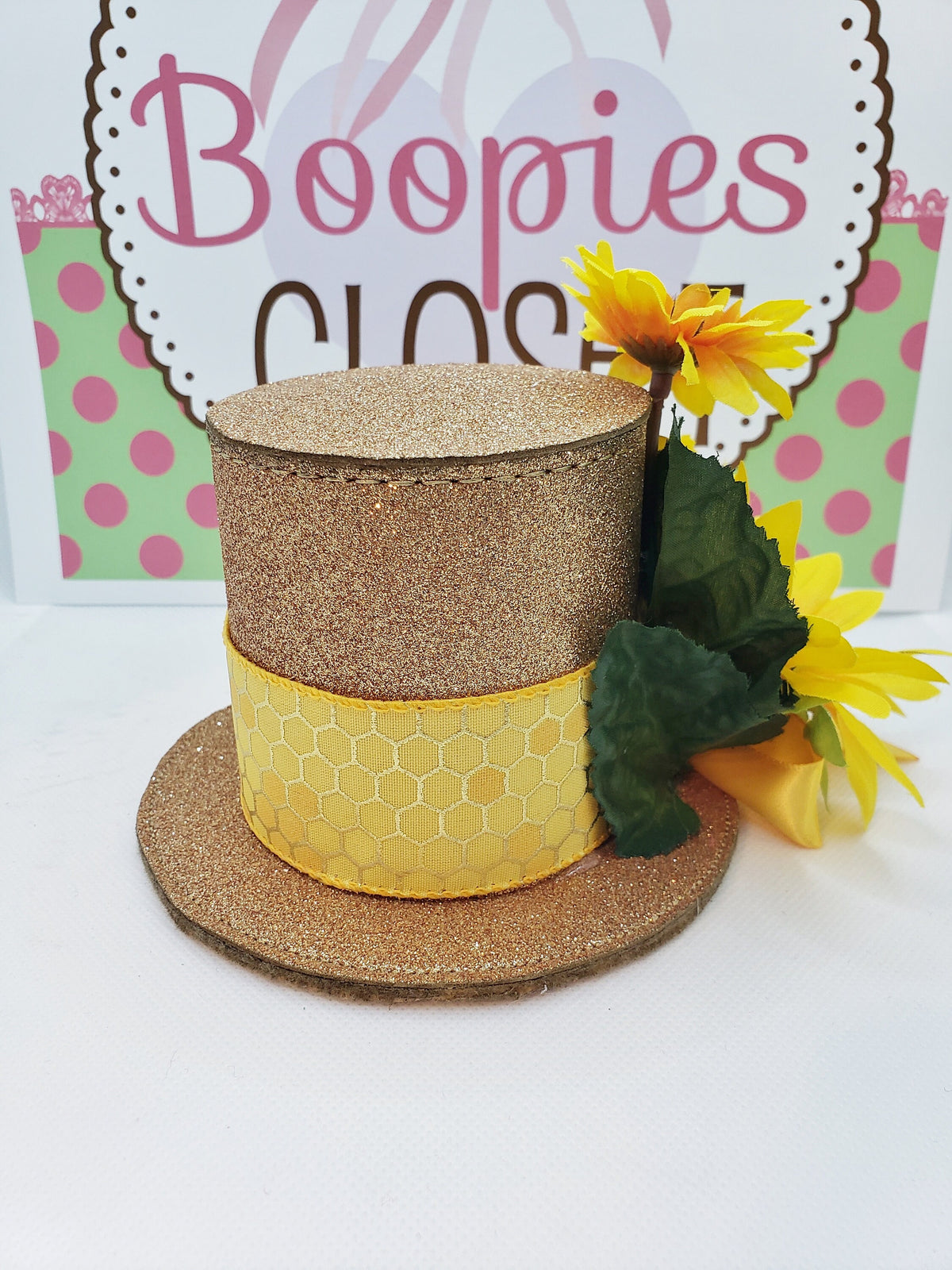 Sunflower Sparkle Mini Top Hat – Fall Event Hat with Honeybee Accent for Women & Girls