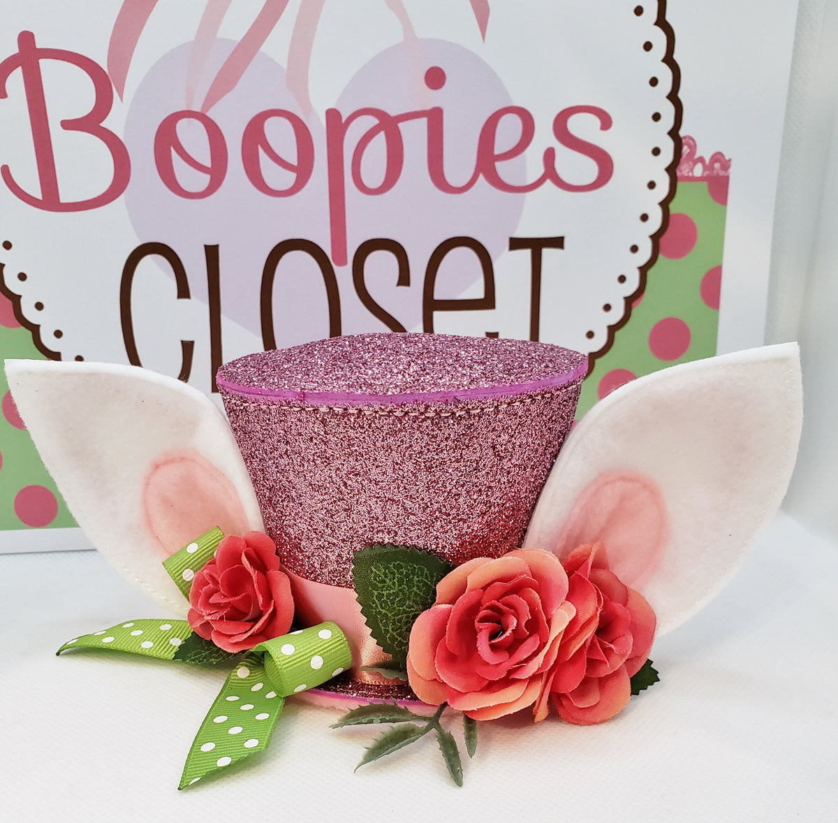 Sparkle Rabbit Ears Mini Top Hat – Floral Easter Fascinator for Women & Girls, Spring Party Hat