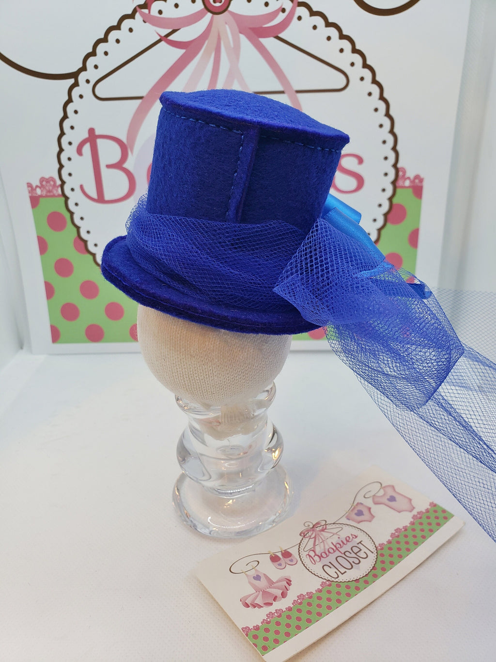 Royal Blue Mini Top Hat – Cookie Center Derby Style Fascinator for Women, Adults & Kids