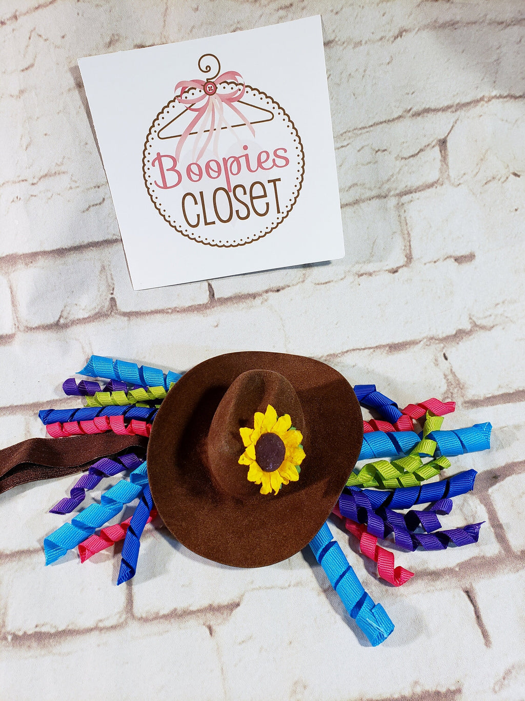 Rodeo Clown Mini Cowboy Hat Headband – Sunflower & Curly Ribbon Western Hat for Adults & Kids