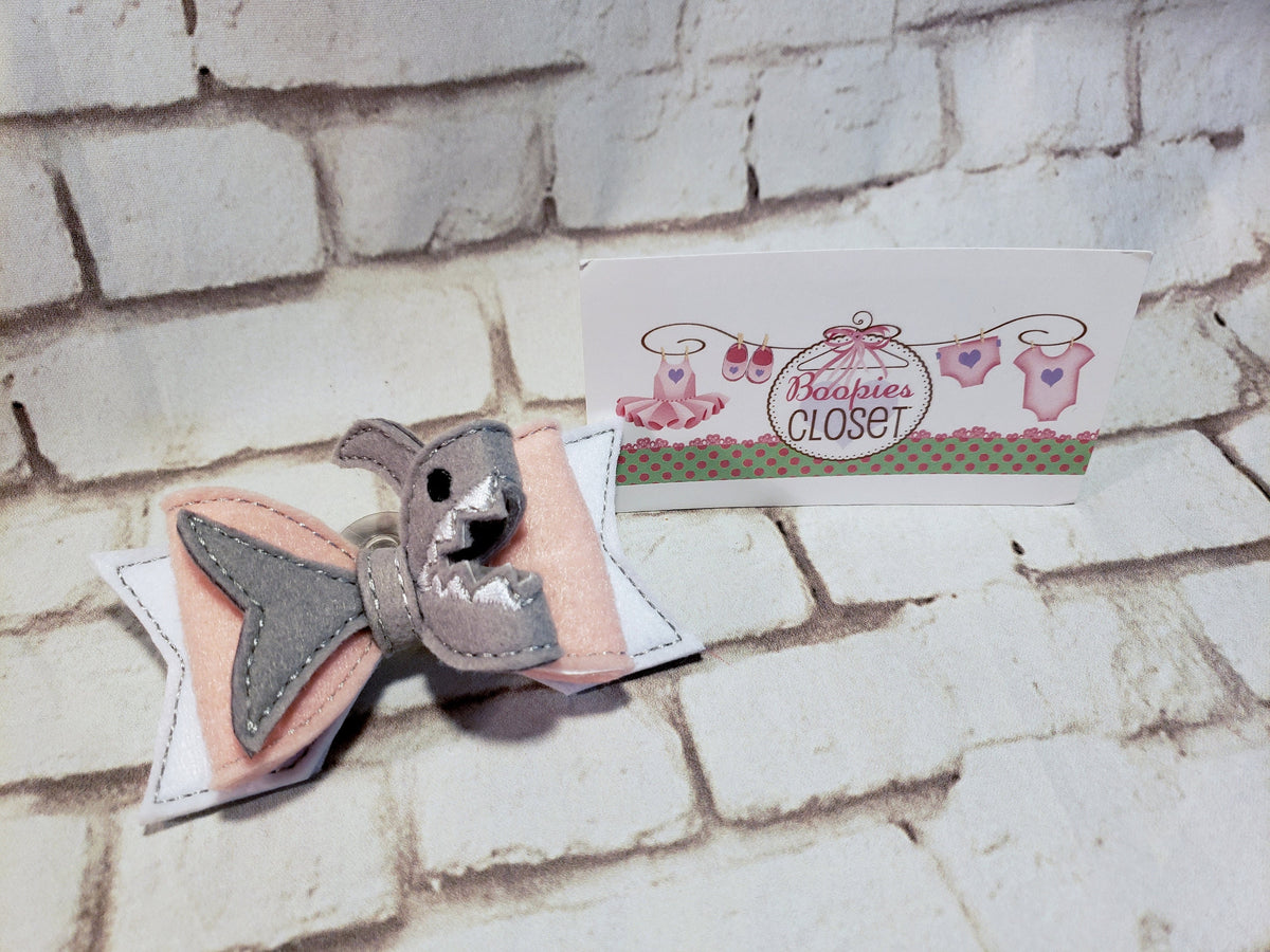 Shark Attack 3D Felt Hair Bow – Shark Week Barrette or Headband for Girls, Kids & Pets