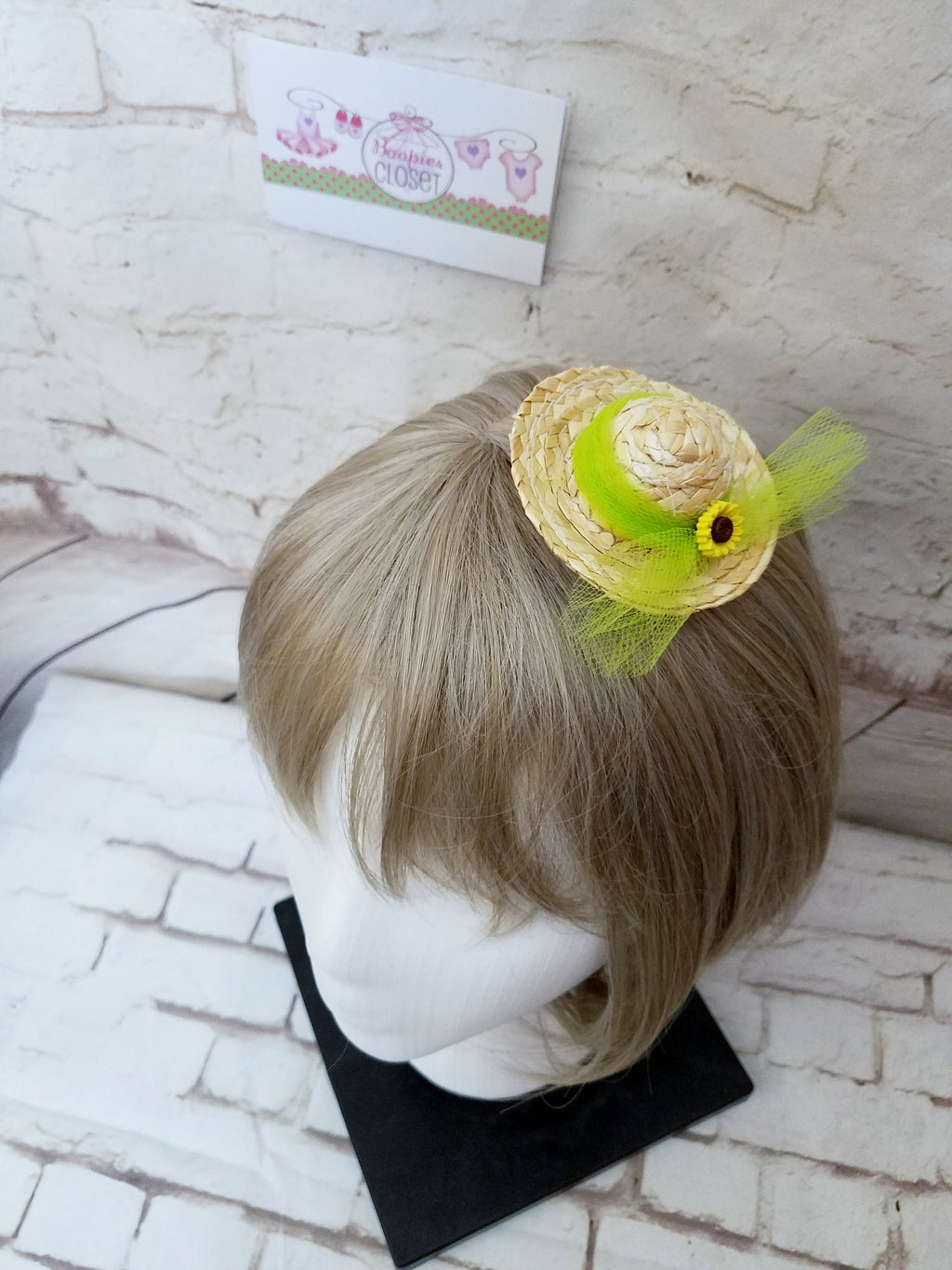 Sunflower Mini Straw Hat Barrette – Cute Hair Clip for Girls & Pets, Summer Hair Accessory