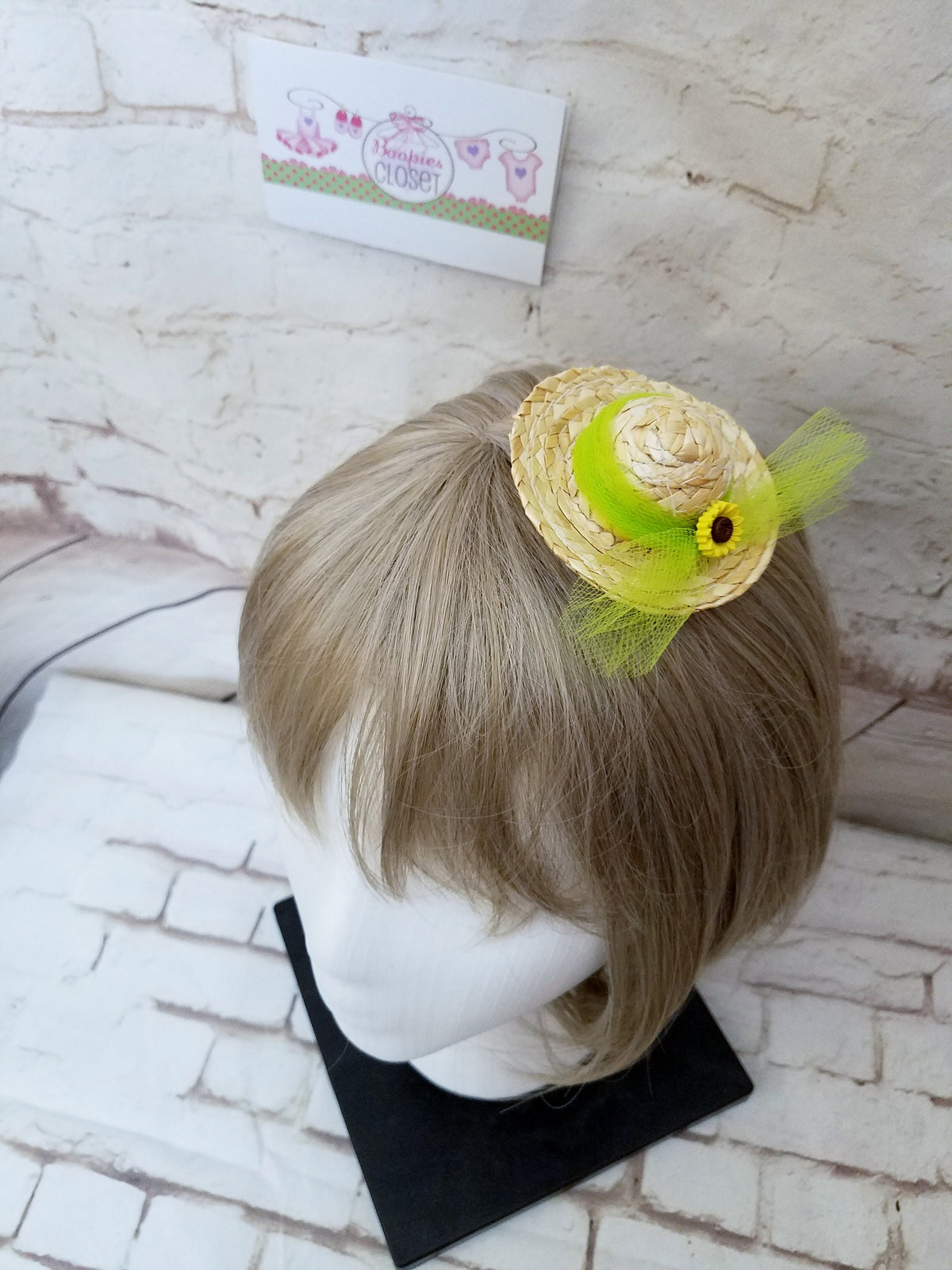 Sunflower Mini Straw Hat Barrette – Cute Hair Clip for Girls & Pets, Summer Hair Accessory