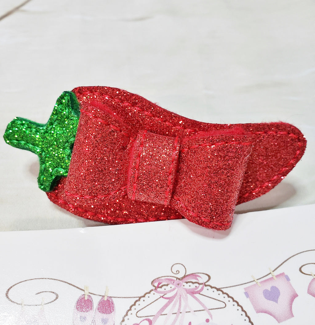 Chili Pepper 3D Felt Hair Bow – Spicy Food Barrette or Headband for Adults, Kids & Pets, Festival Accessory