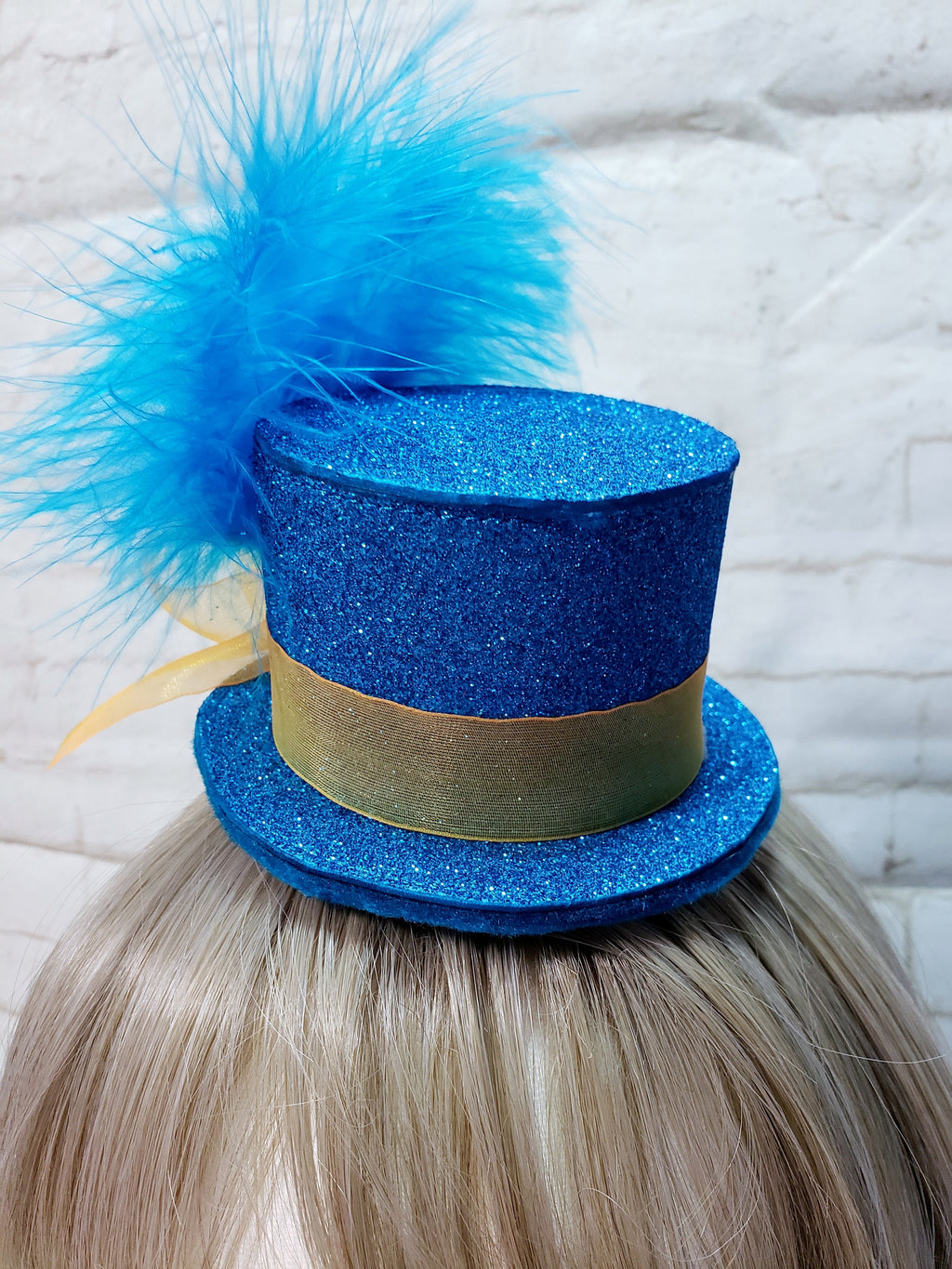 Sparkle Feathered Mini Top Hat – Derby Fascinator for Women, Adults & Kids, Costume Party Hat