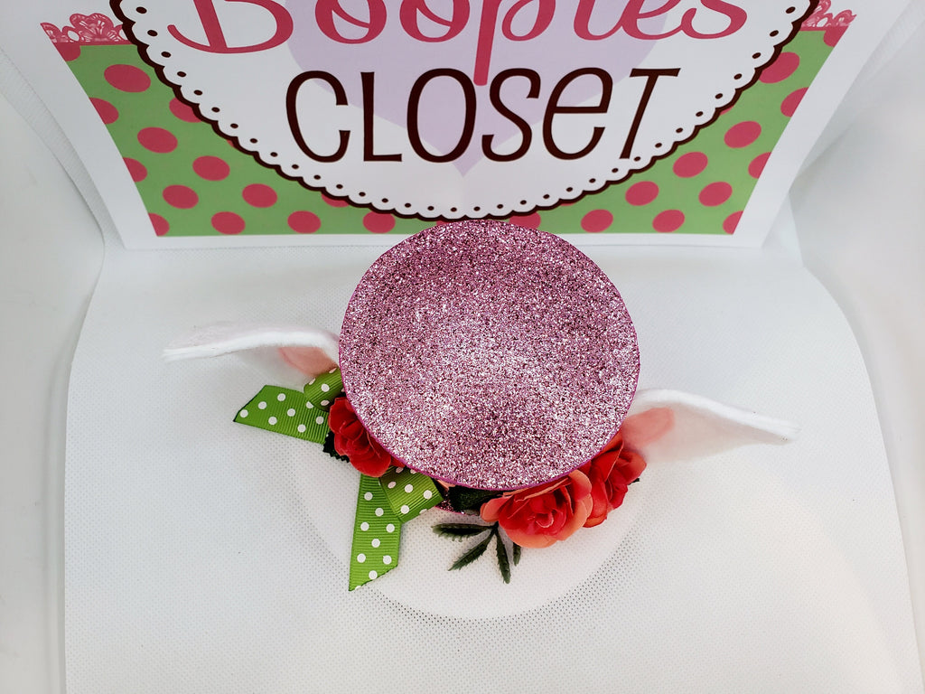 Sparkle Rabbit Ears Mini Top Hat – Floral Easter Fascinator for Women & Girls, Spring Party Hat