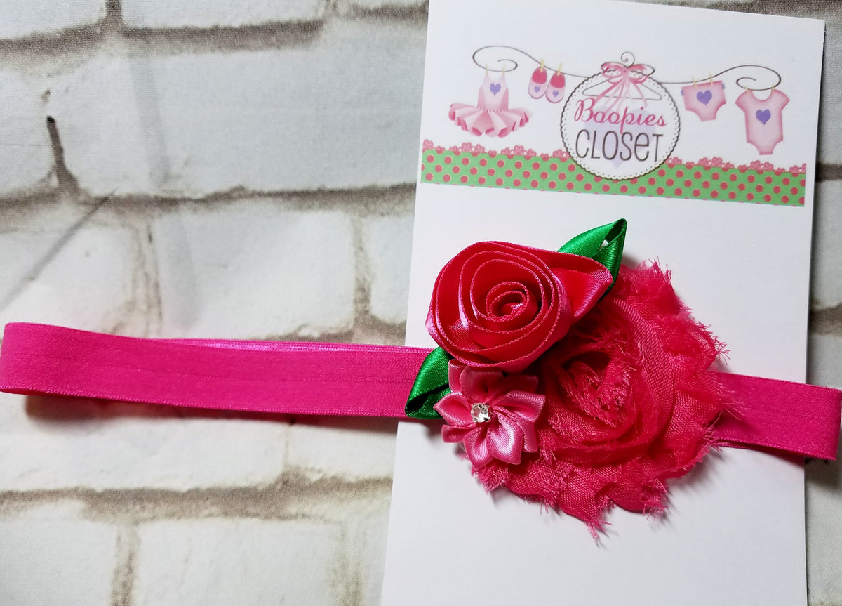 Multi Pink Floral Baby Headband – Mini Newborn Flower Bow Headband for Baby Girls, Photo Prop