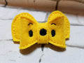 Yellow Bear 3D Embroidered Felt Hair Bow – Cute Barrette or Headband for Kids & Babies