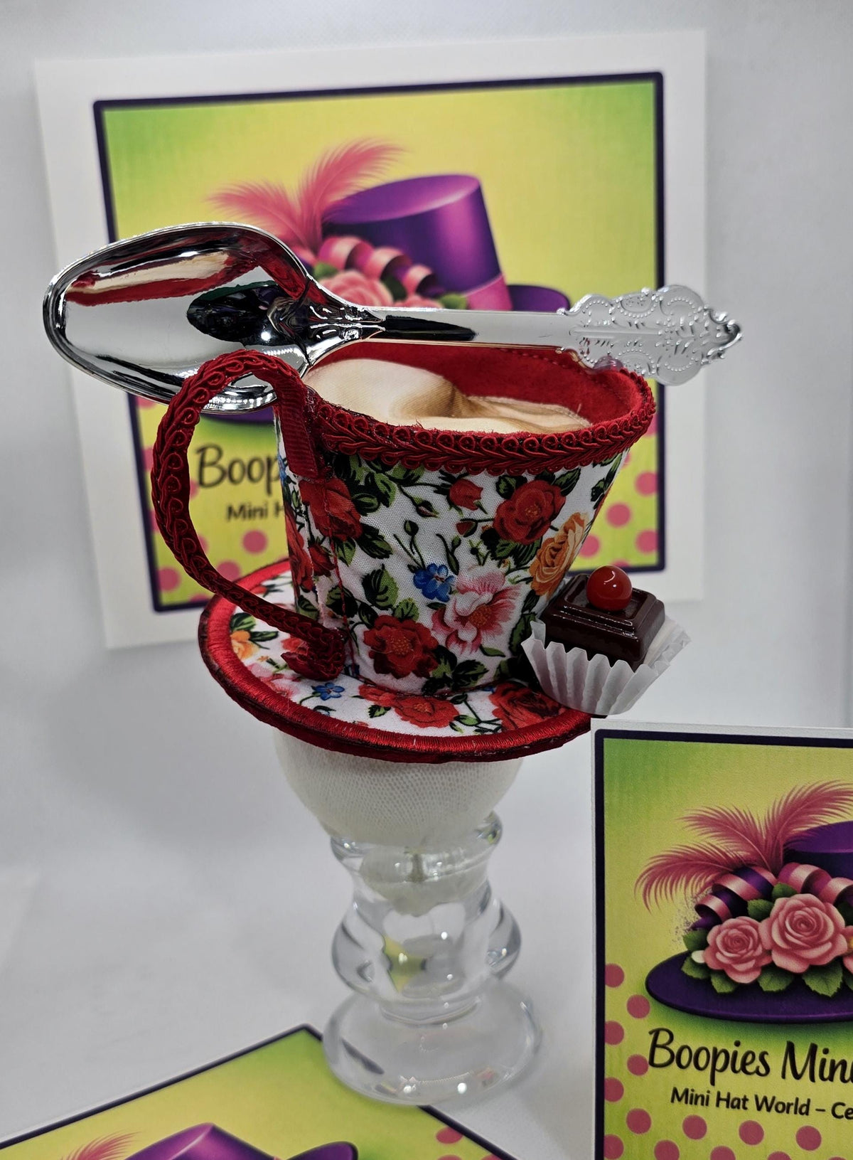 Tea Cup Mini Hat: Floral Felt, Petit Four Topping