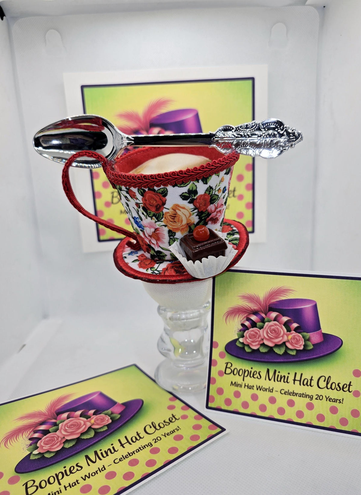 Tea Cup Mini Hat: Floral Felt, Petit Four Topping