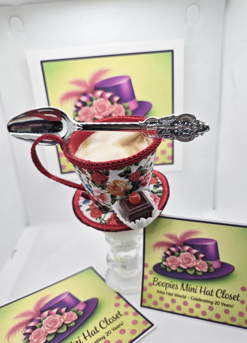 Tea Cup Mini Hat: Floral Felt, Petit Four Topping