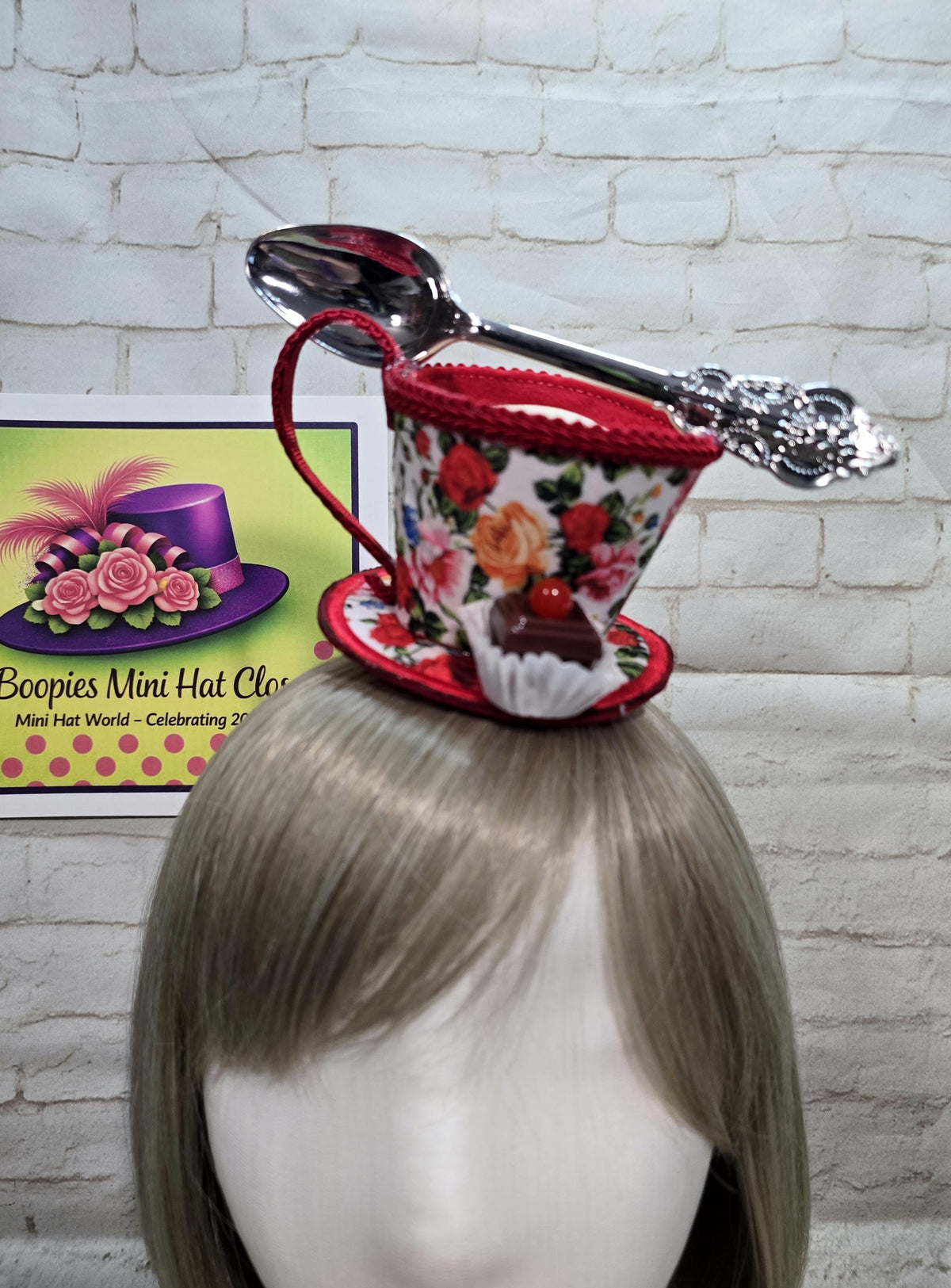 Tea Cup Mini Hat: Floral Felt, Petit Four Topping