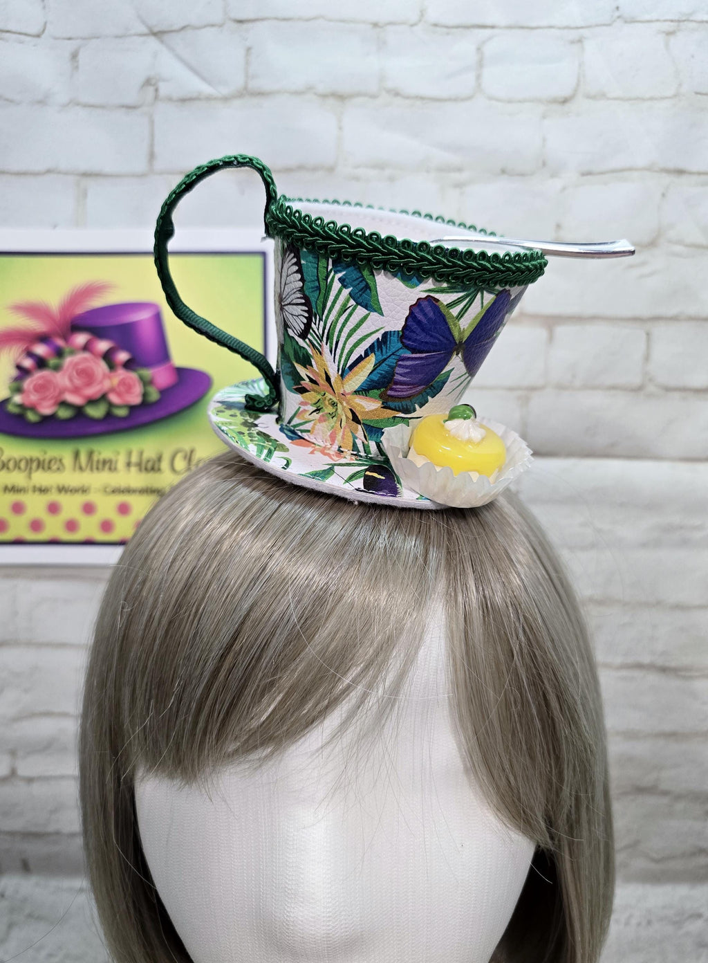 Tea Cup Mini Hat: Contemporary Faux Leather Design with a Petit Four