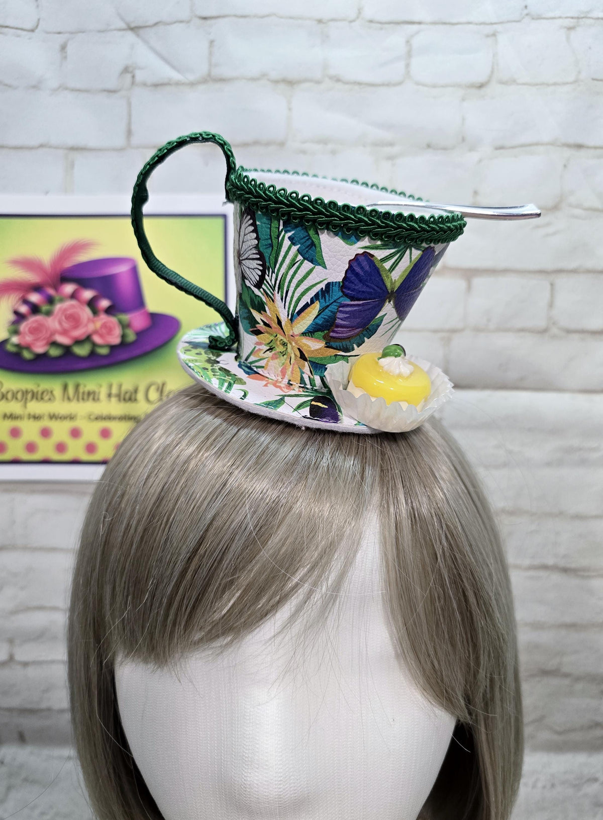 Tea Cup Mini Hat: Contemporary Faux Leather Design with a Petit Four