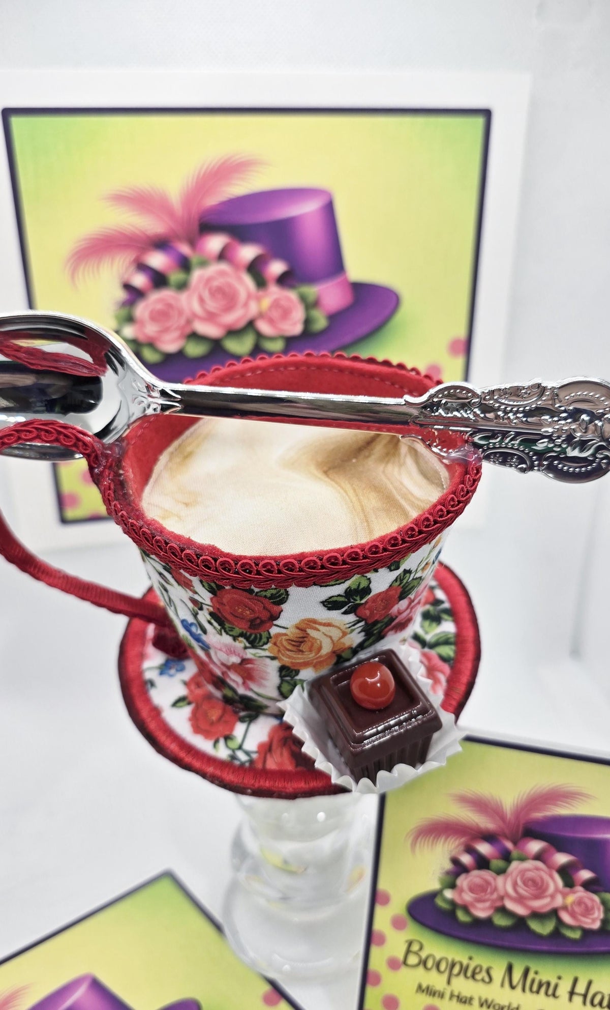Tea Cup Mini Hat: Floral Felt, Petit Four Topping