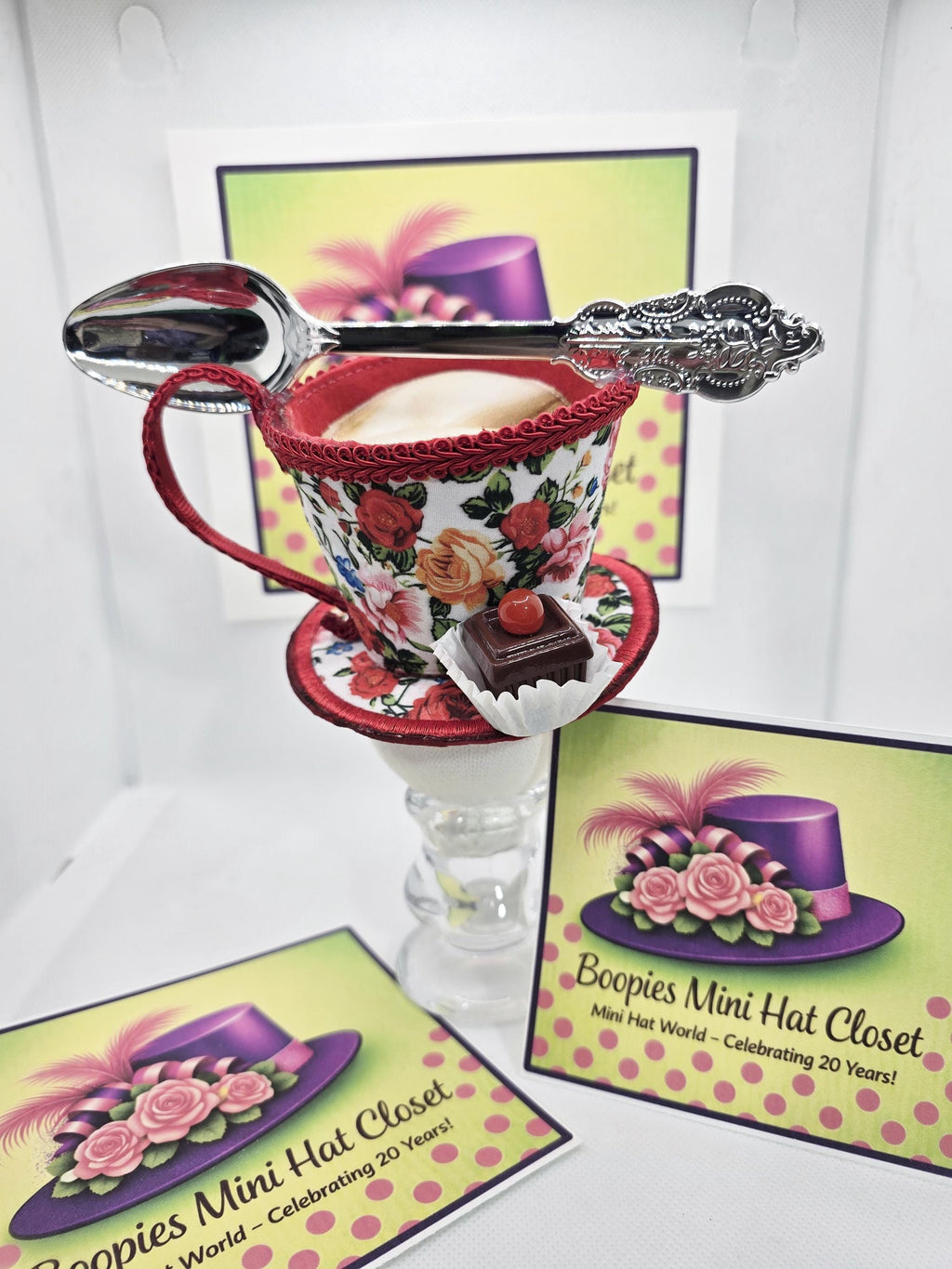Tea Cup Mini Hat: Floral Felt, Petit Four Topping