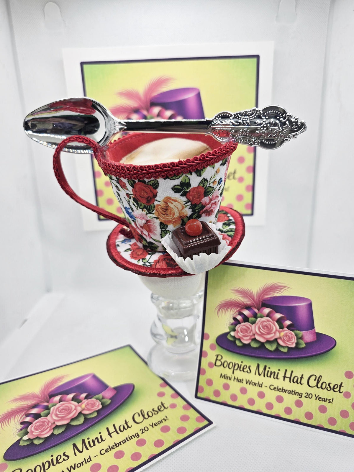 Tea Cup Mini Hat: Floral Felt, Petit Four Topping