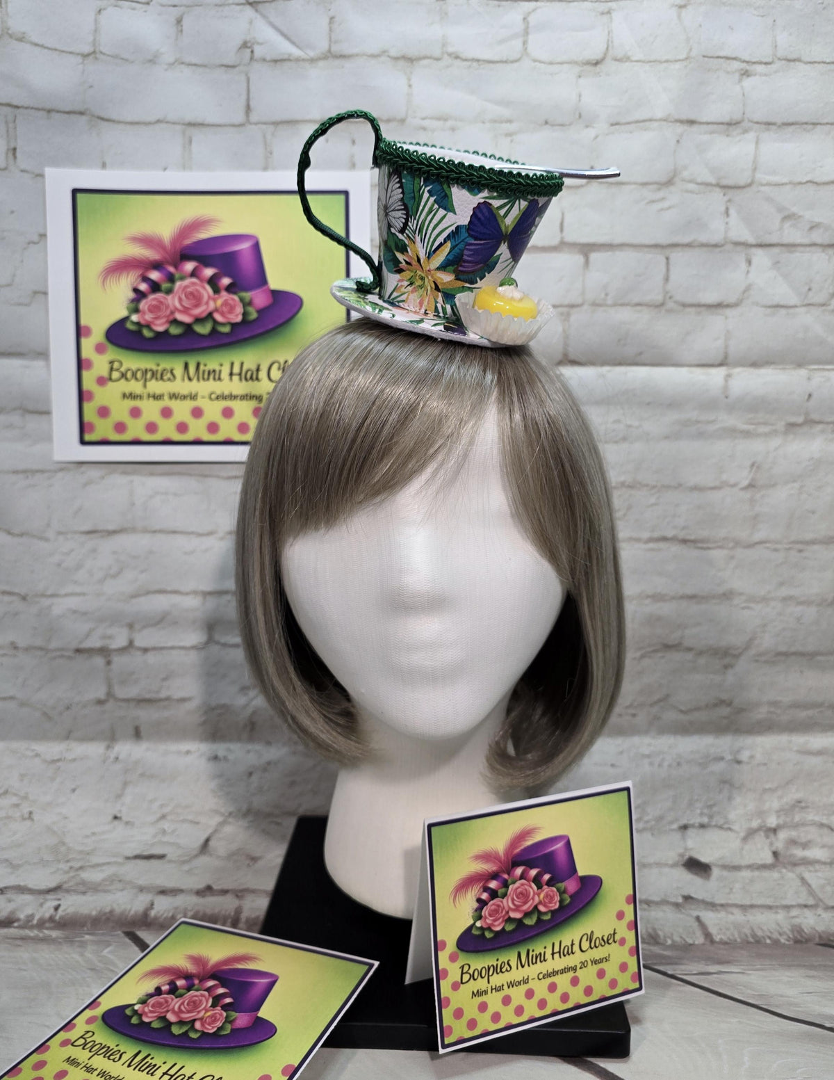Tea Cup Mini Hat: Contemporary Faux Leather Design with a Petit Four