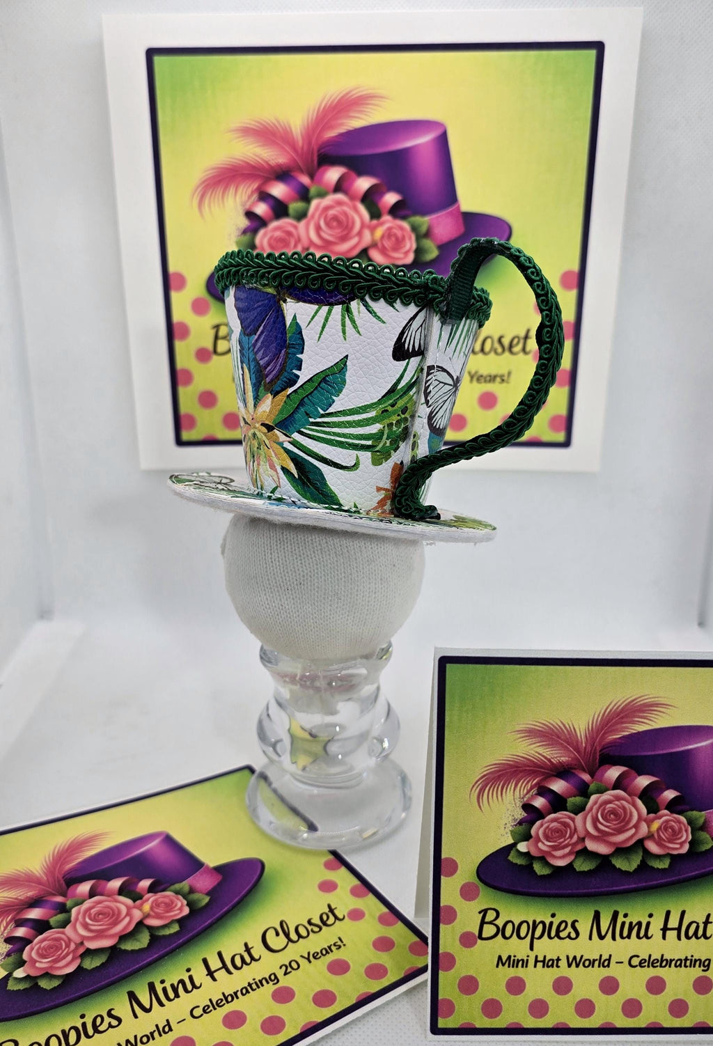 Tea Cup Mini Hat: Contemporary Faux Leather Design with a Petit Four