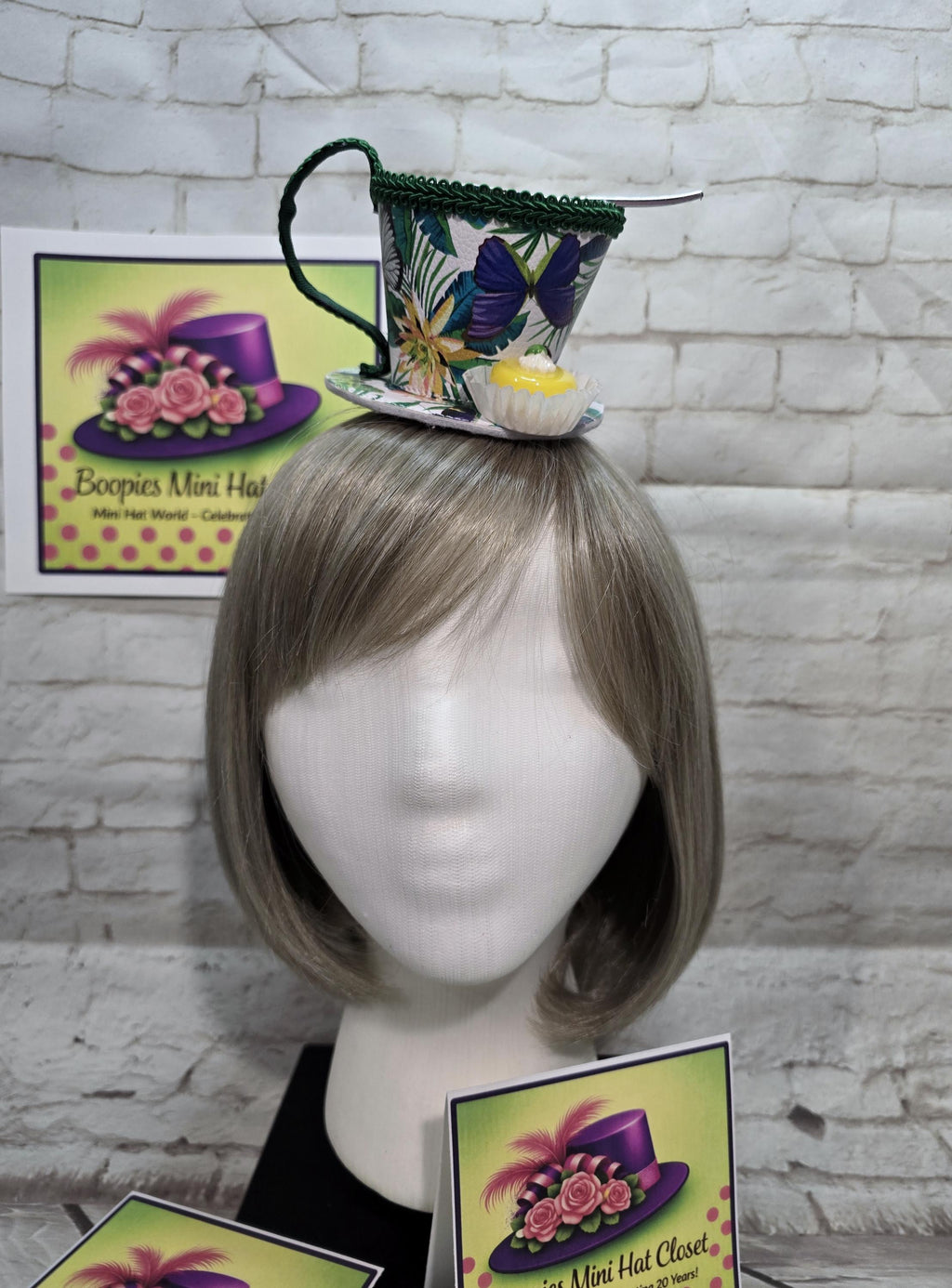 Tea Cup Mini Hat: Contemporary Faux Leather Design with a Petit Four