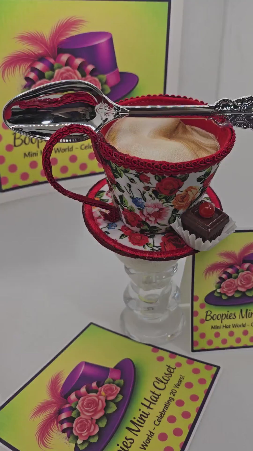Tea Cup Mini Hat: Floral Felt, Petit Four Topping