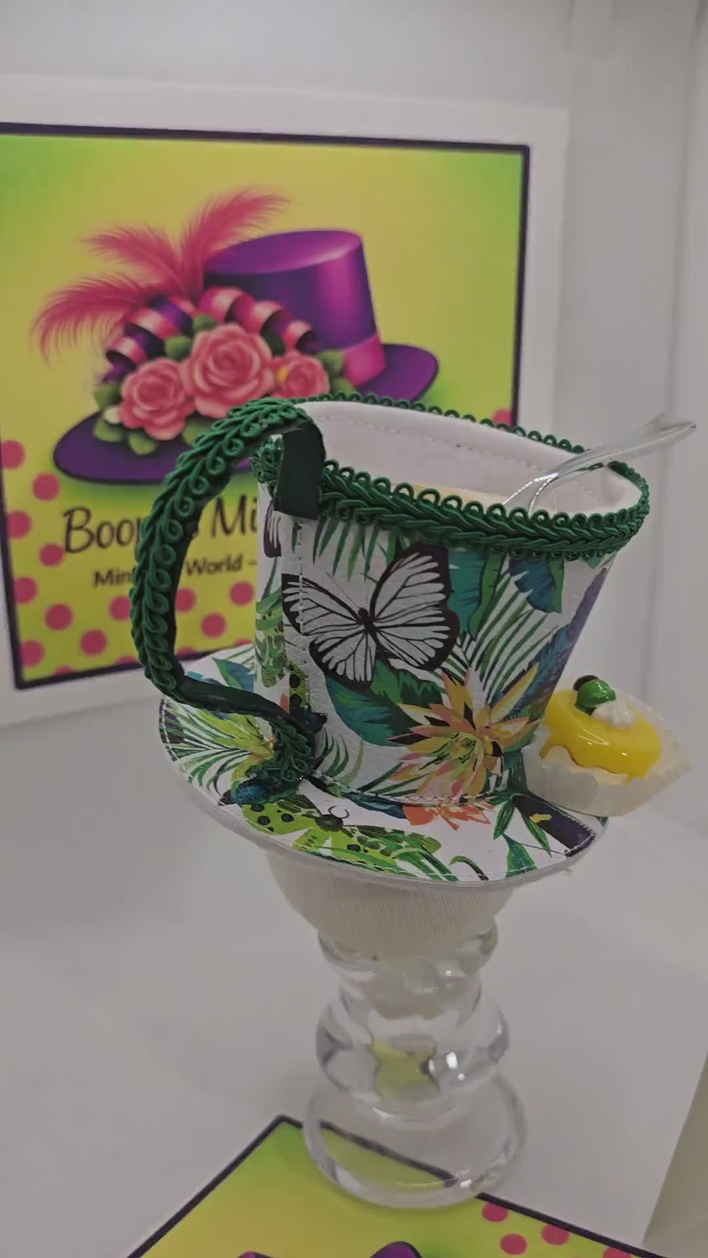 Tea Cup Mini Hat: Contemporary Faux Leather Design with a Petit Four